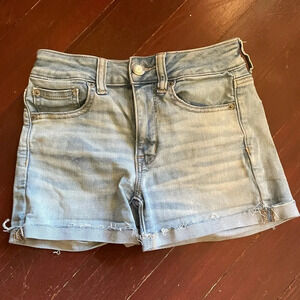 AEO High-rise shortie 2 denim cutoffs stretch